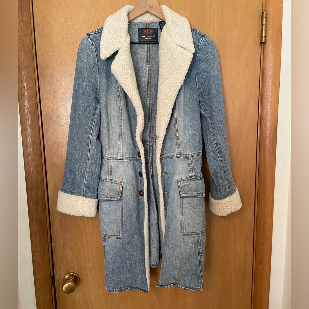 90’s One Tuff Babe Denim Sherpa Duster Size S/M